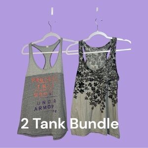 Under Armour and Old Navy 2 T-Bank Tank Tops Gray with Graphics’s Size M/M